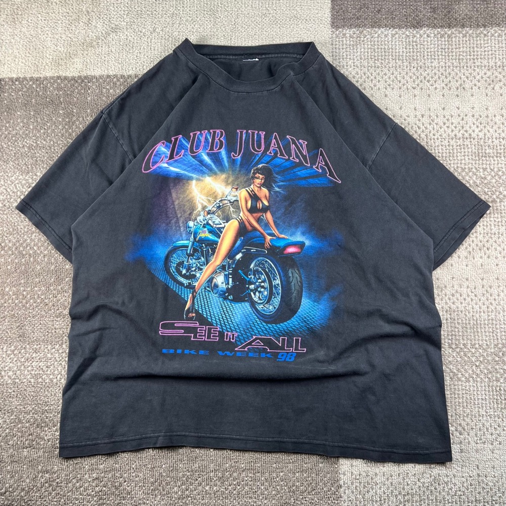 Vintage Club Juana Bike Week 98 T-Shirt Casselberry Florida Pin Up Girl Black XL